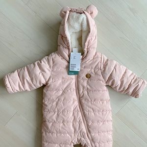 H&M Baby Girl Pink Hooded Jumpsuit 6 Months